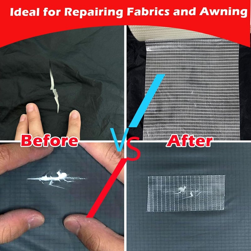 Clroursim Fiberglass Rv Awning Repair Tape Kit - 5 Inch Wide 39ft Heavy Duty Waterproof Tear Repair Patch for Tent, Tarp, Canopy, Boat with Canvas Tape and Sail Repair Tape - Image 4
